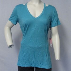 Juicy Couture Maui Blue Cut-Out Shoulder VNeck Tee